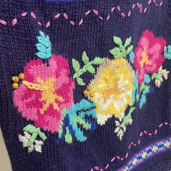 Jantzen vintage embroidered and beaded floral vest. Size M medium 8/10 - Picture 6 of 12